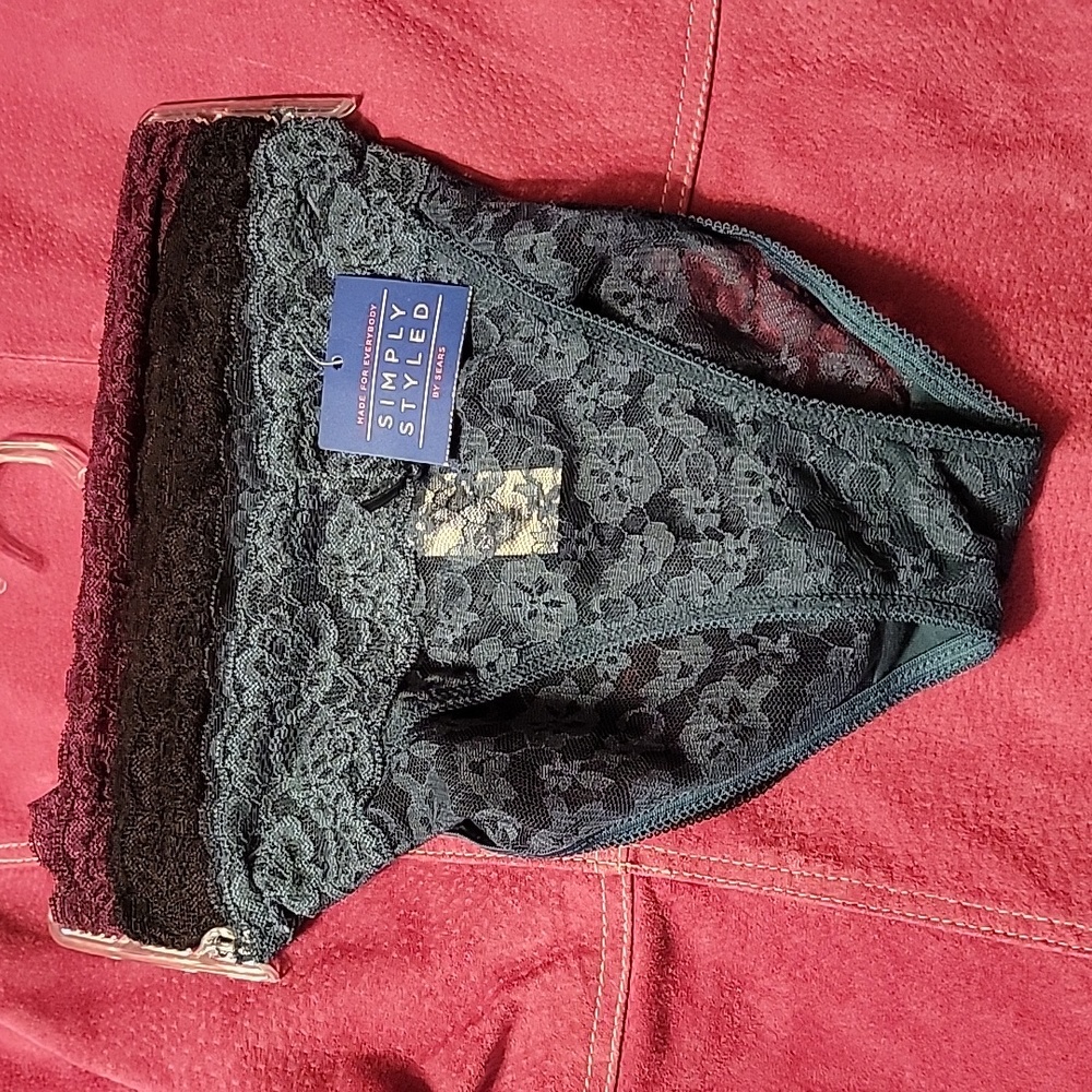 3 Pack Simply Styled Medium Lace Bikini Panties Green Black Purple New